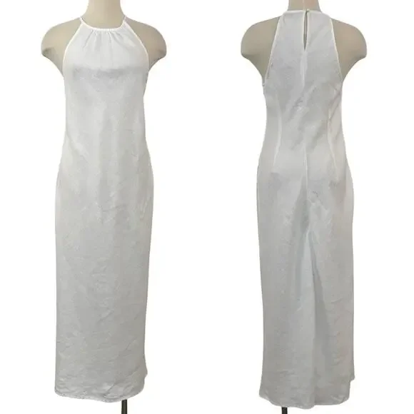 J. Crew | Dresses | J Crew High Neck Midi Linen Slip Dress Halter  Minimalist White 4 | Poshmark